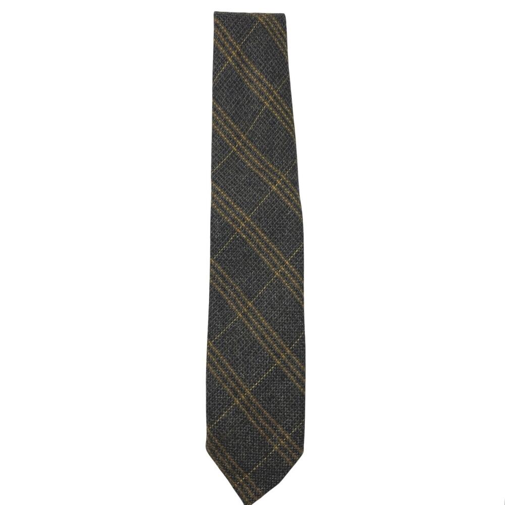 EUC - Vintage Robert Mager Paris Gray Cashmere Plaid Tie